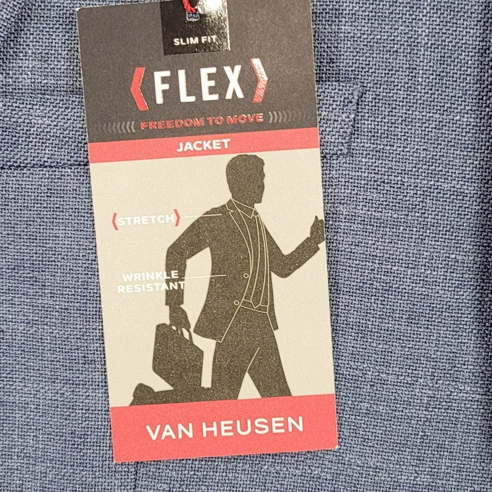 Van Heusen Flex Slim Fit Sport Coat Jacket Mens 50R Blue Textured Blazer New